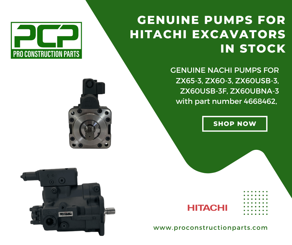 Genuine Nachi pumps for the Excavator Hitachi ZX60 range!