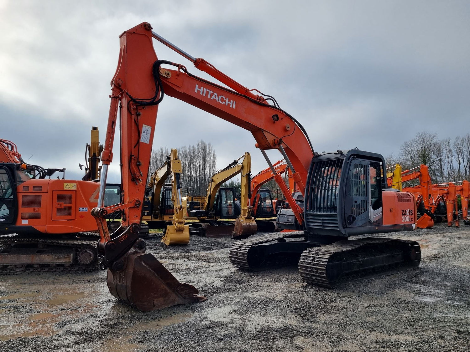 Hitachi excavator at equipment yard