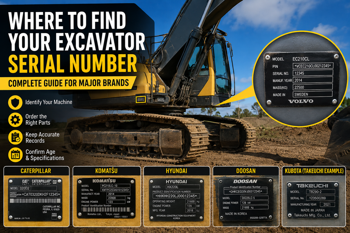 Find your excavator serial number